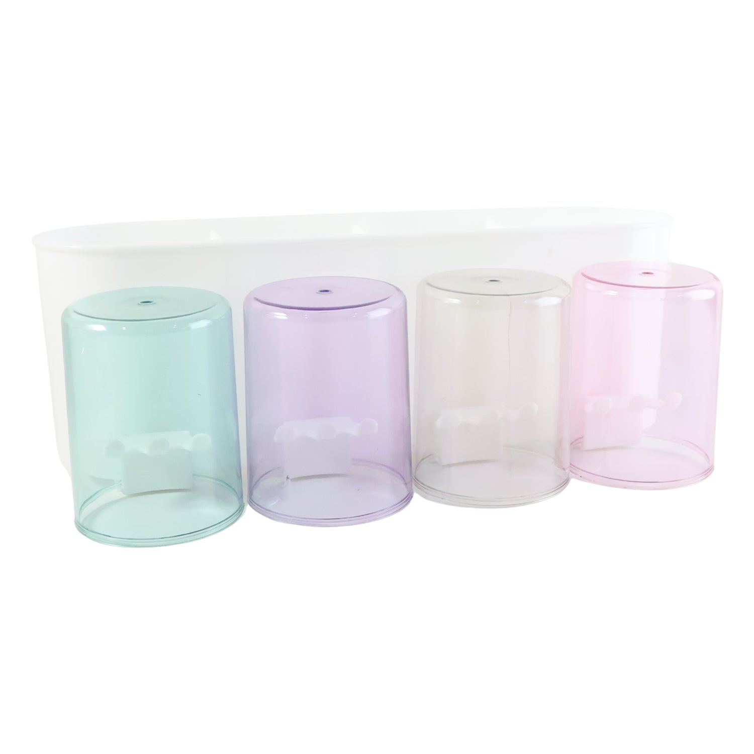 Wall mounted toothbrush holder set by Wukusy, including toothbrush cups and wall hooks, for organized bathroom storage.