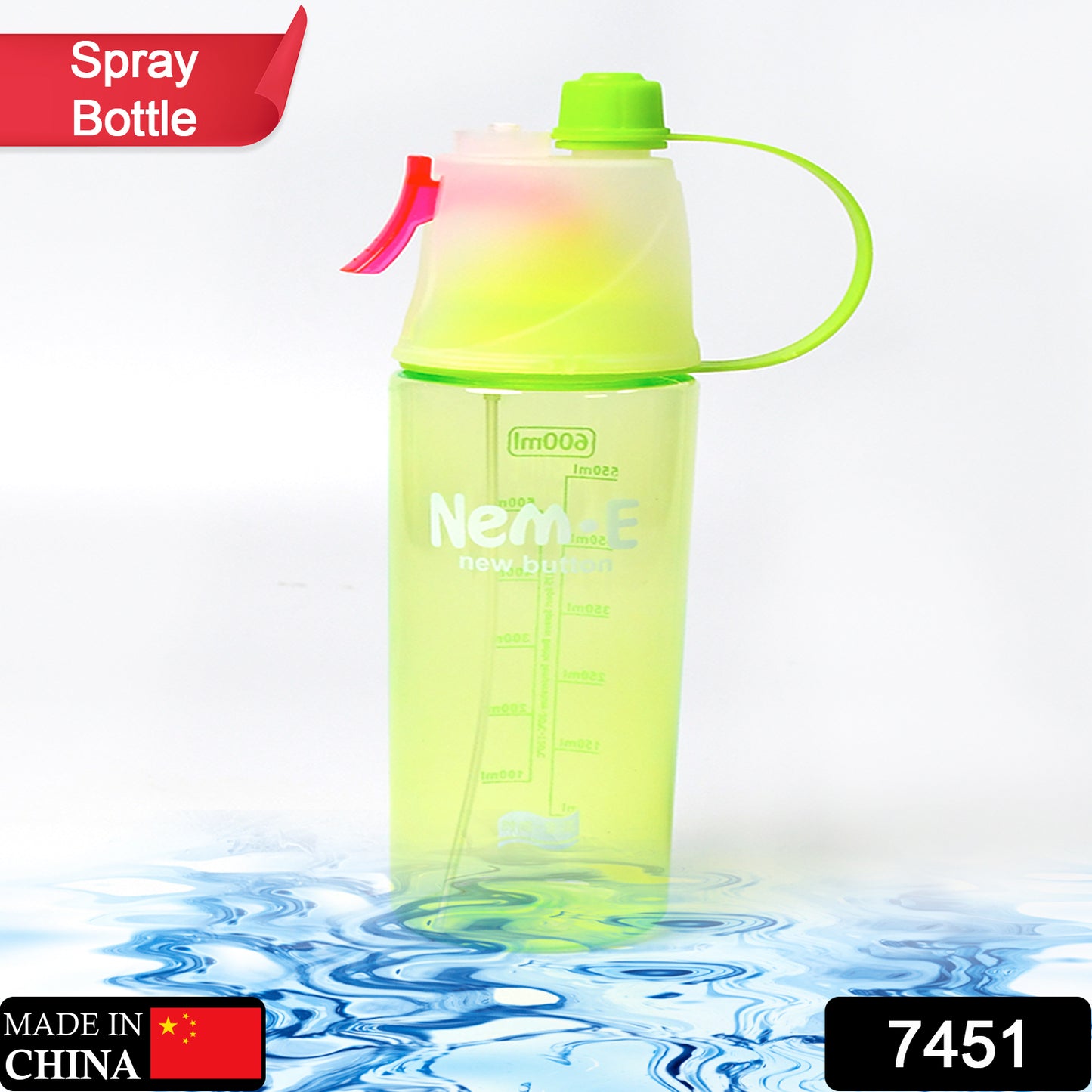 Wukusy 7451 spray water bottle for sports, cycling, gym, running, yoga, climbing, hiking, BPA-free 600ml water container