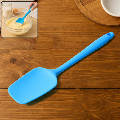 Wukusy silicone spatula for baking and cooking, flexible kitchen tool with a black handle and bright silicone head, ideal for baking.
