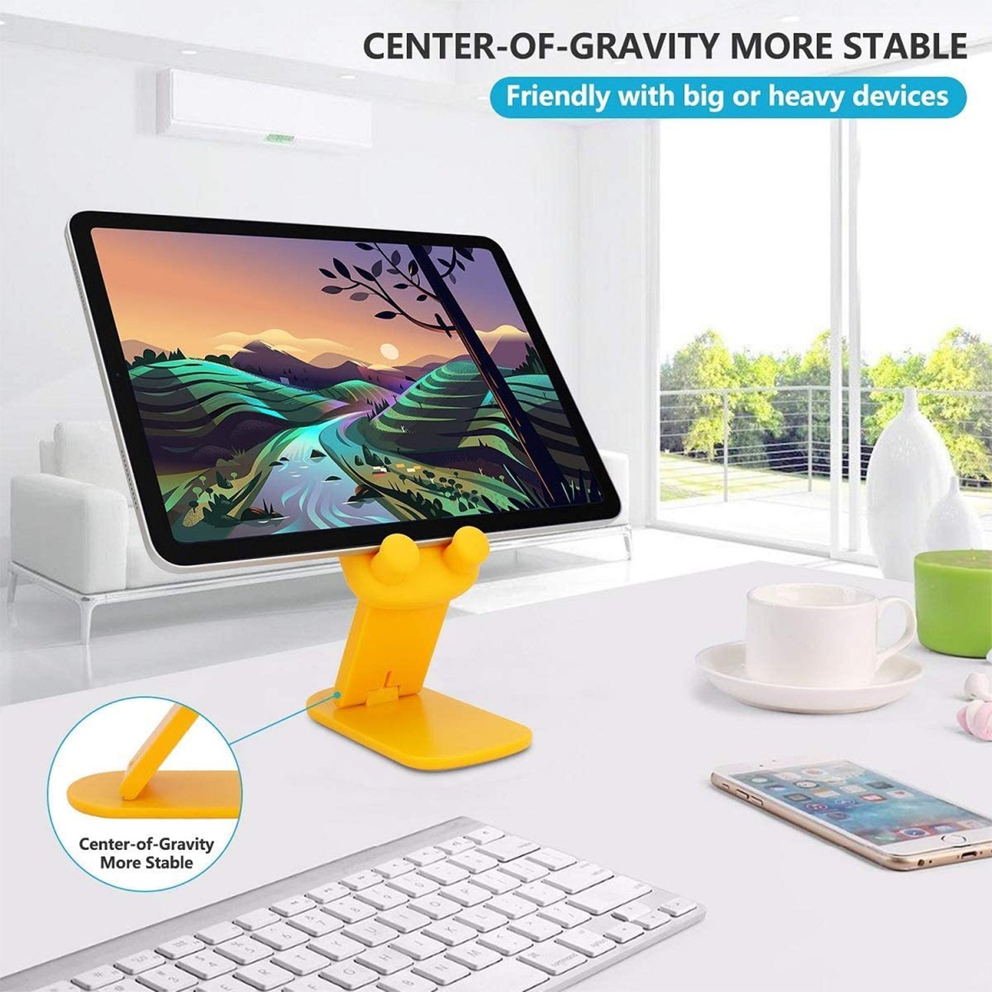 Wukusy cartoon design multi-angle foldable mobile stand for smartphones, adjustable and portable mobile accessory.