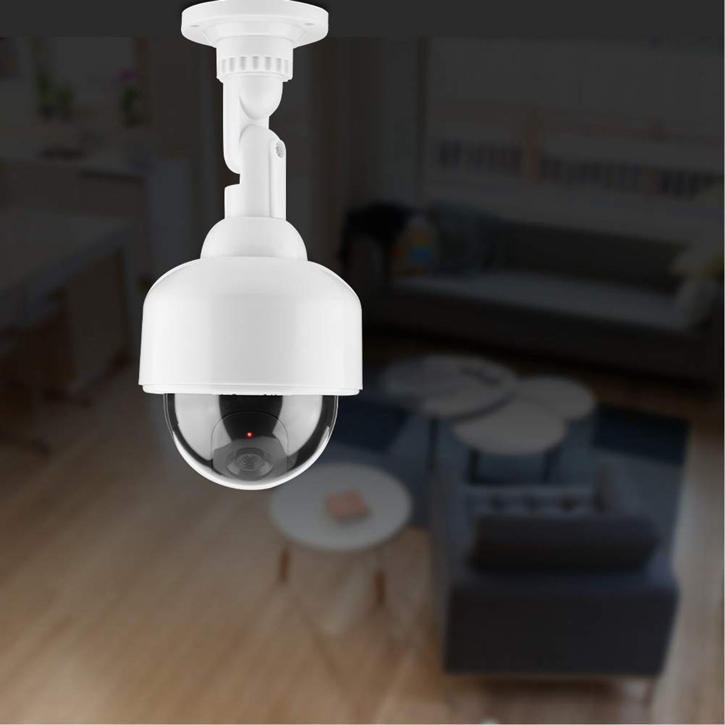 Fake dummy CCTV camera with flashing red LED light by Wukusy, realistic security camera prop, battery not included