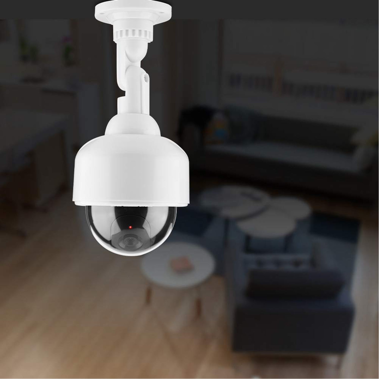 Fake dummy CCTV camera with flashing red LED light by Wukusy, realistic security camera prop, battery not included