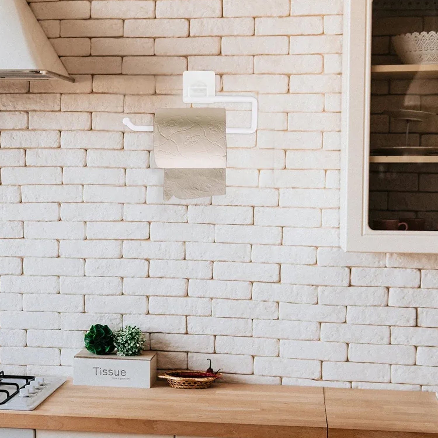 Wall mounted paper towel holder by Wukusy, featuring a sleek design for easy paper towel access and organization.
