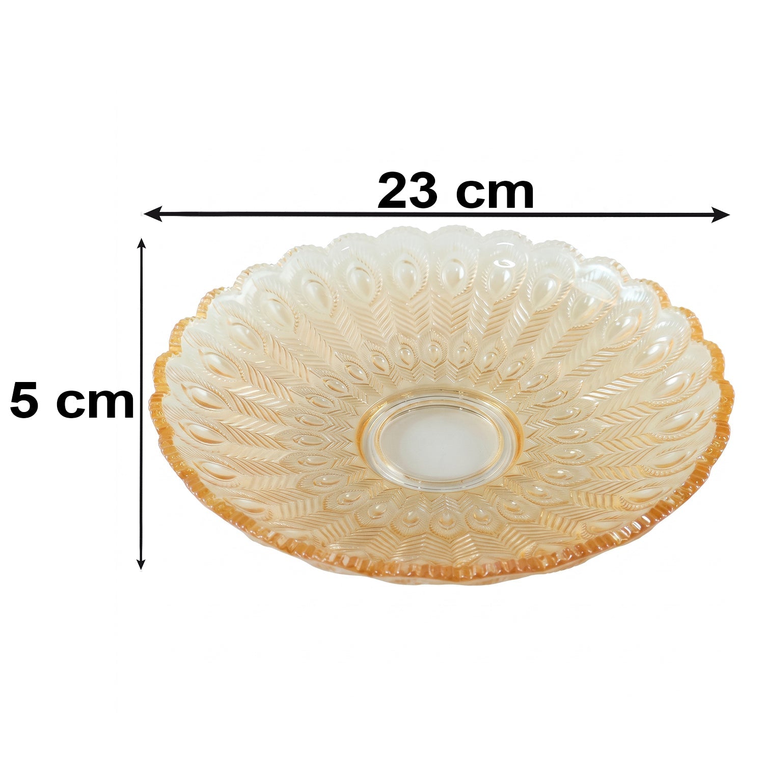 Wukusy glass round serving plate, 23x23 cm, decorative fruit snack platter with clear glass design for appetizers and desserts.