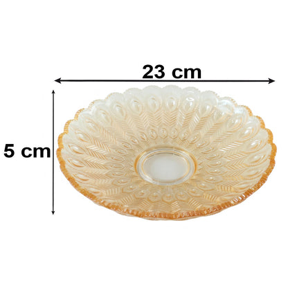 Wukusy glass round serving plate, 23x23 cm, decorative fruit snack platter with clear glass design for appetizers and desserts.