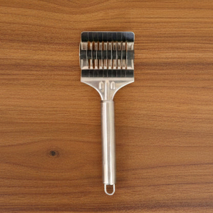 Wukusy manual multi-blade dough cutter roller with multiple blades for precise dough cutting, shown on a clean surface.