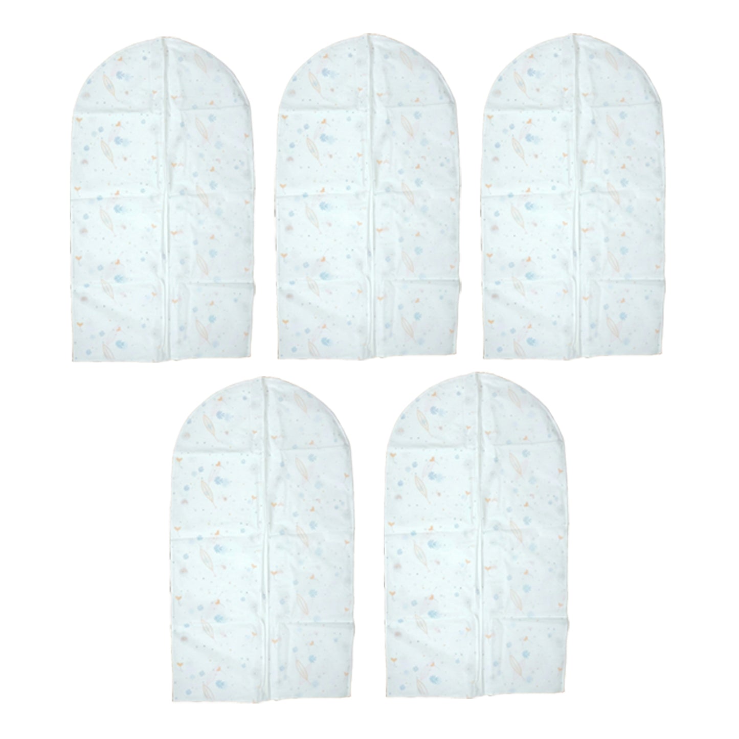 Set of 5 Wukusy premium wardrobe garment covers, 60-80 cm size, for protecting clothing in closets and storage spaces.