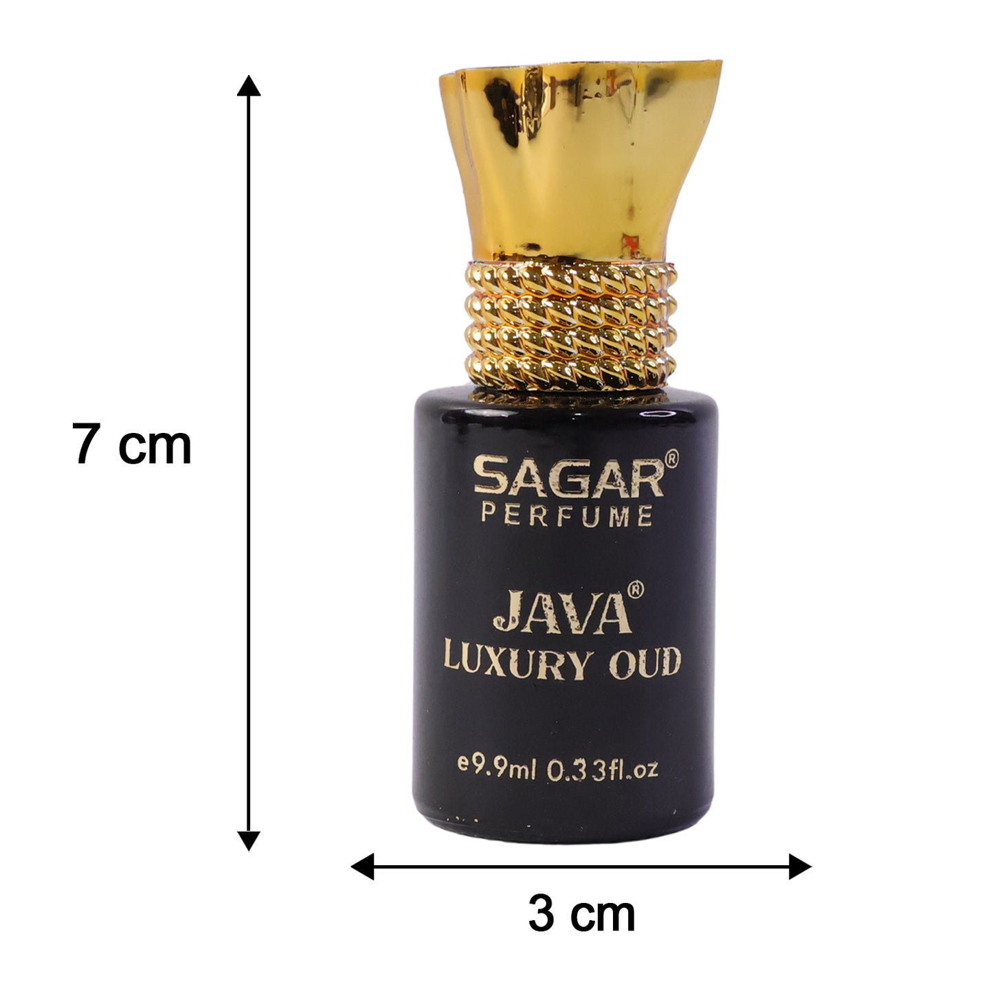 Wukusy Sagar Java Luxury Oud Roll-on Attar perfume oil in 9.9ml bottle, alcohol-free fragrance for men and women, with oud scent.