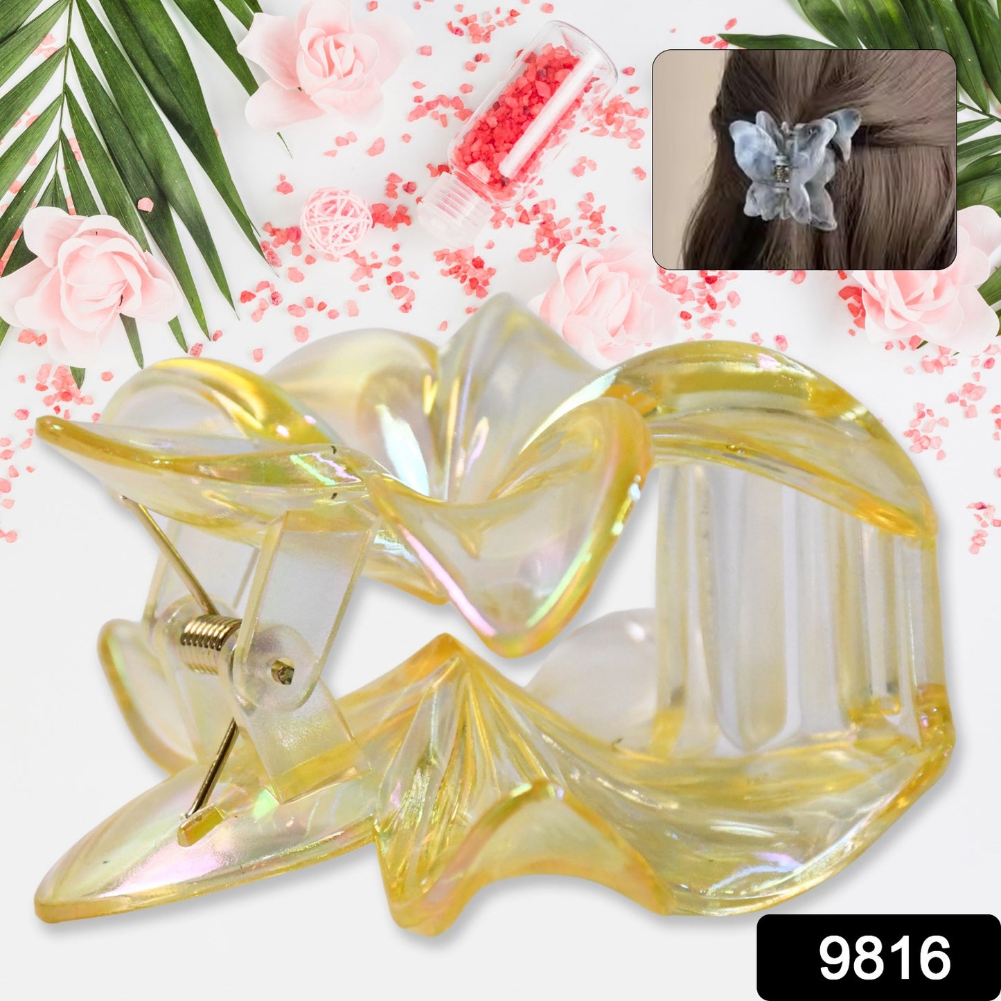 Wukusy matte hair clamp grip barrette with decorative charm, perfect for face washing or hair fixation.
