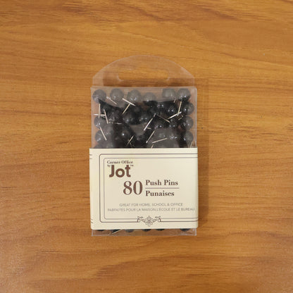 Set of three containers with round head push pins from Wukusy, including 80 colorful metal push pins for office and craft use.