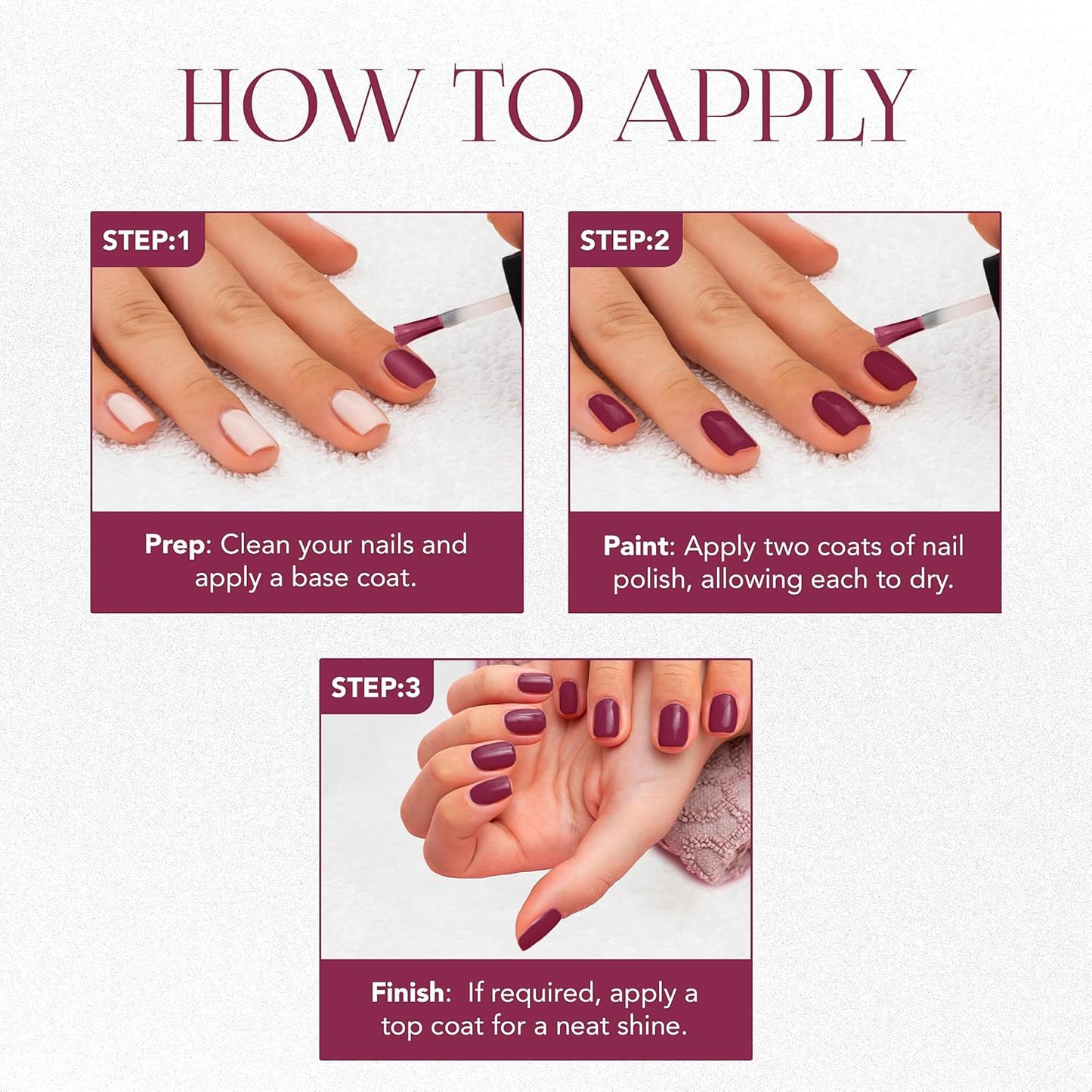 Wukusy Og Beauty Burgundy Plum Gel Nail Polish bottle with 10ml capacity, showcasing deep burgundy plum color and glossy finish.
