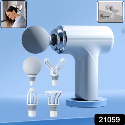 Wukusy electric vibrating massage gun with multiple interchangeable heads for muscle relief and relaxation.