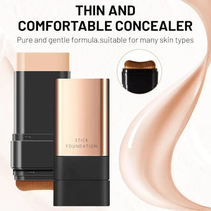 Ekom 2-in-1 luxury anti-wrinkle foundation stick with brush, natural finish, long-lasting double head makeup stick in all beauty category