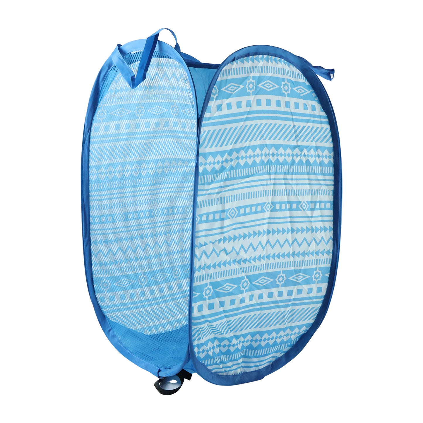 Foldable fabric mesh laundry hamper from Wukusy with handles, measuring 52x30x30cm, suitable for clothes and storage.