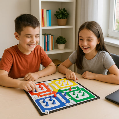 Wukusy Pocket Ludo travel board game set with colorful game pieces and compact design for on-the-go fun.