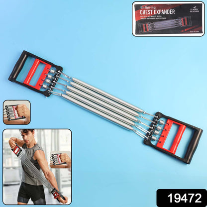 Wukusy 5-spring chest expander sports equipment for home workout, featuring multiple resistance springs and ergonomic handles.