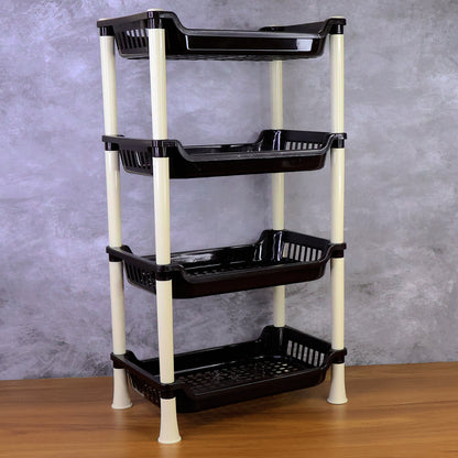 Wukusy Apex 4-layer small plastic storage rack for home and kitchen organization, featuring compact multi-purpose shelving unit.