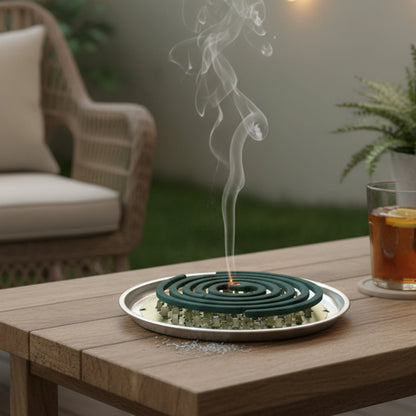 Round metal mosquito coil stand by Wukusy, with a simple circular design for holding mosquito coils securely.