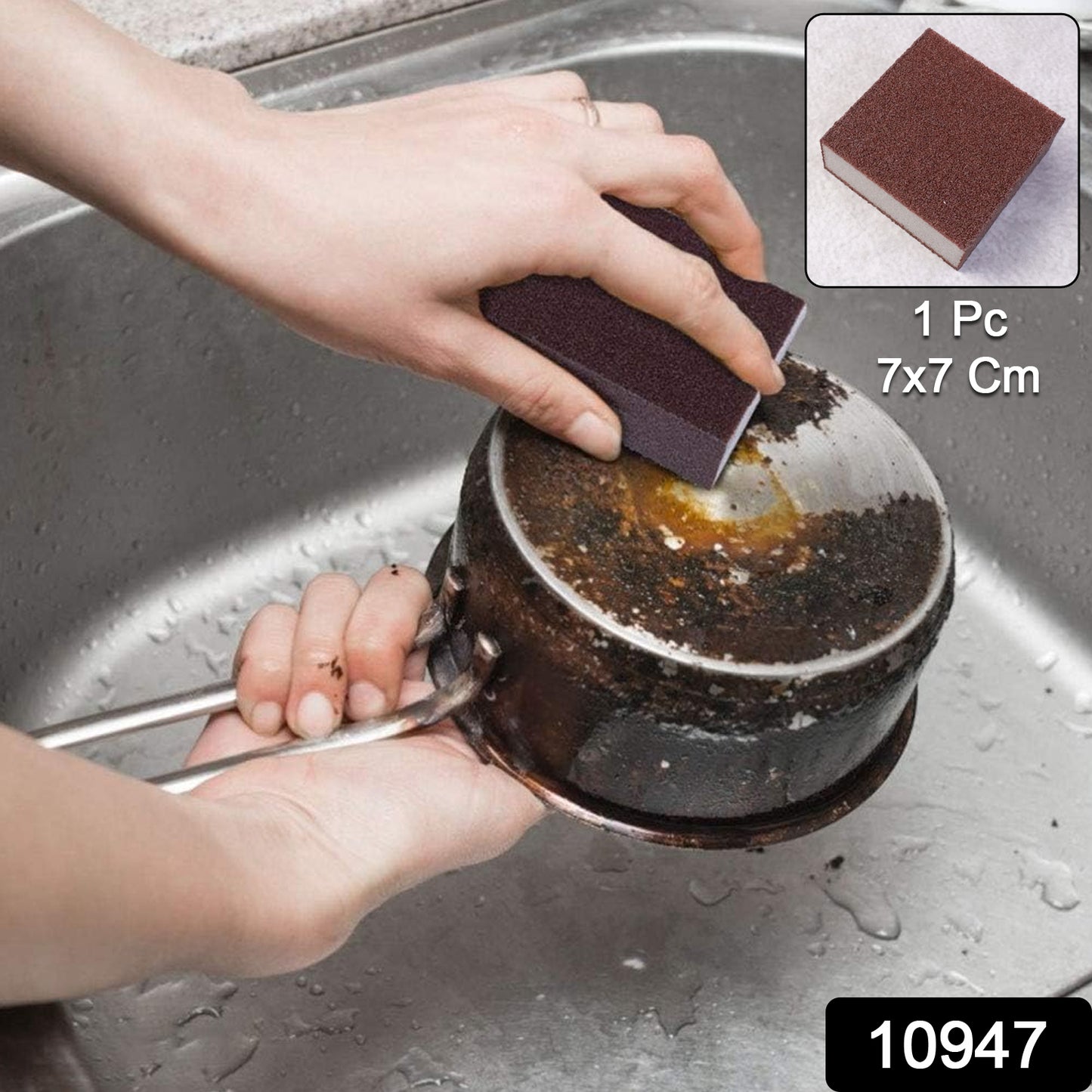 Wukusy multipurpose kitchen cleaning sponge scrub block, 7x7 cm, ideal for dishes and surfaces, with textured scrub side.