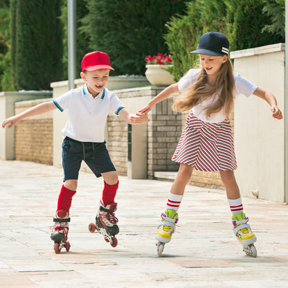 Wukusy 7554 inline skates with LED flashing wheels, adjustable length, high-quality design, suitable for outdoor skating.