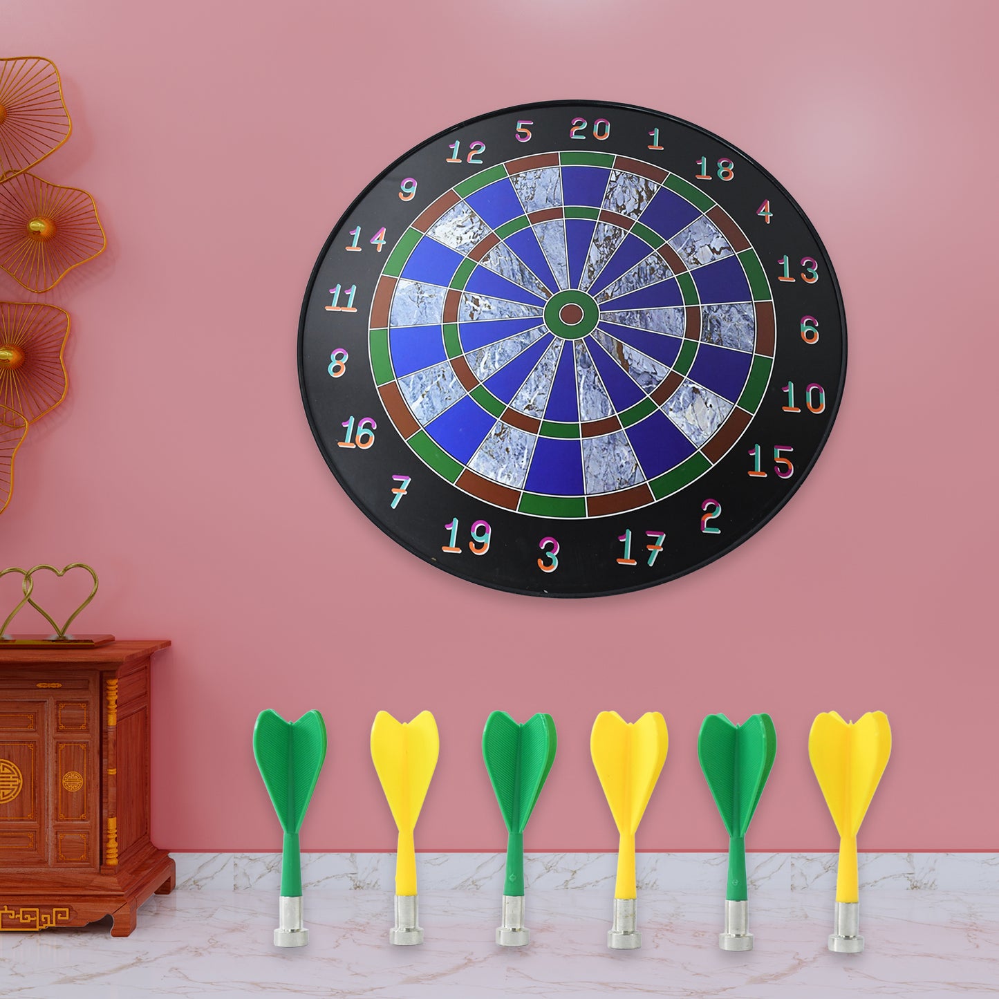 Wukusy magnetic dart board game set with 6 safe darts, suitable for kids and adults, featuring colorful target and playing surface.