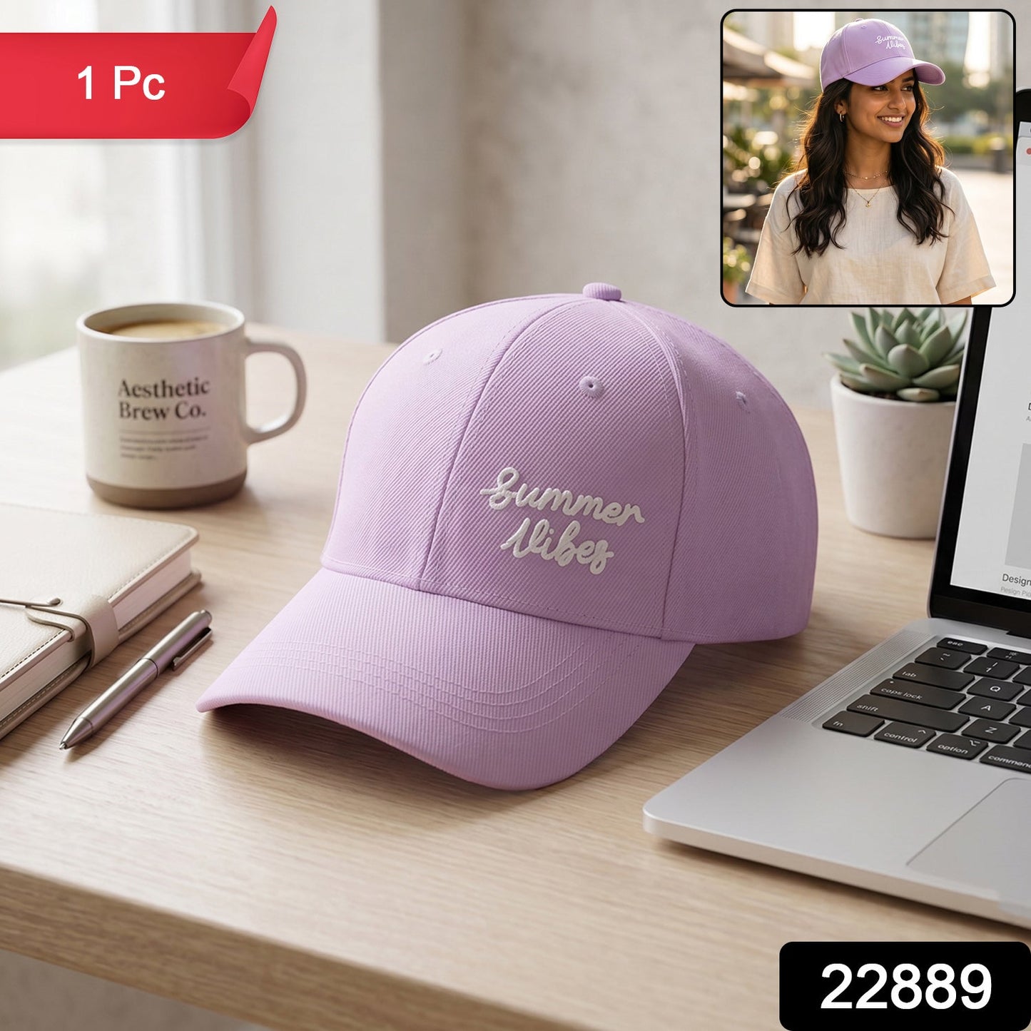 Wukusy stylish summer vibe embroidered baseball cap for men and women, showing the cap's colorful embroidered design and adjustable strap