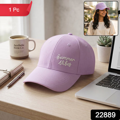 Wukusy stylish summer vibe embroidered baseball cap for men and women, showing the cap's colorful embroidered design and adjustable strap