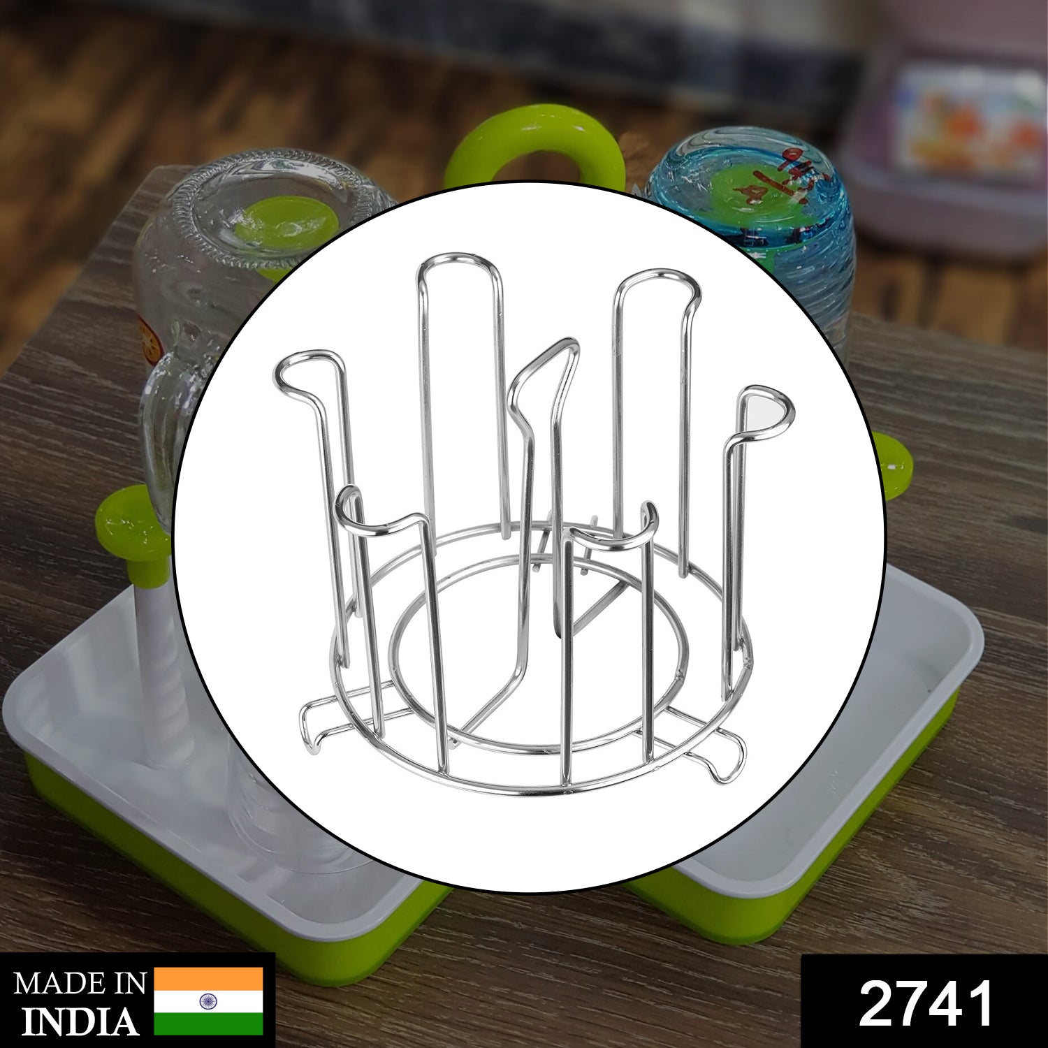 Wukusy round glass stand for holding delicate glasses, ideal for kitchens and household or office use, made of clear glass.