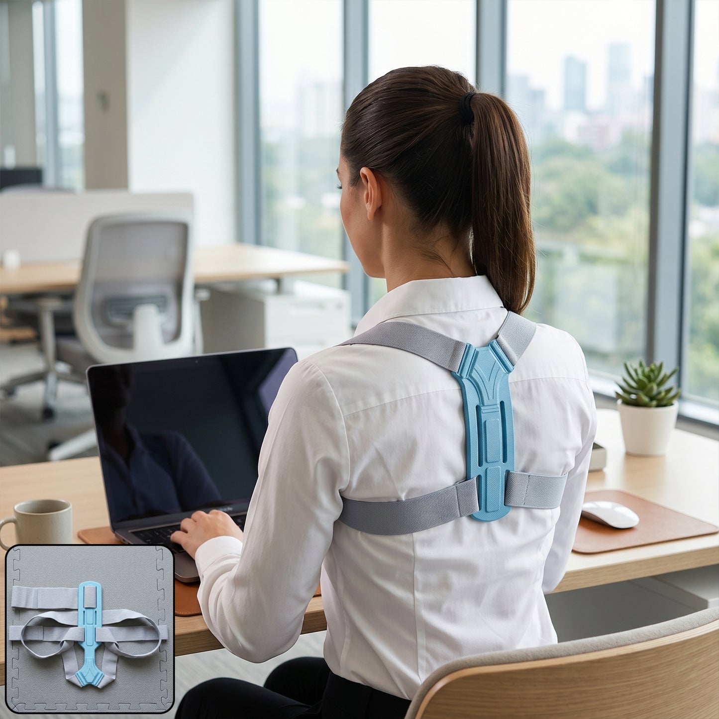Wukusy ergonomic adjustable back posture corrector belt for improved support and alignment, shown in a mix size design.