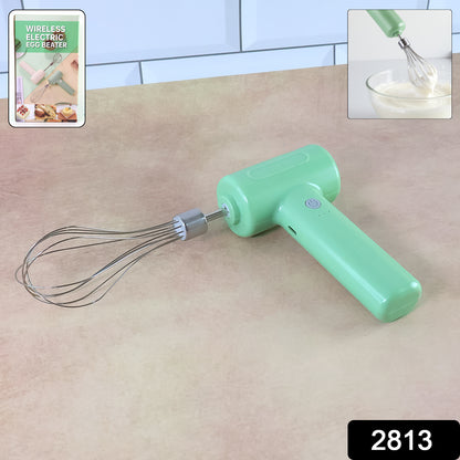 Wukusy cordless electric whisk and egg beater for kitchen use, featuring a sleek design with stainless steel beaters.