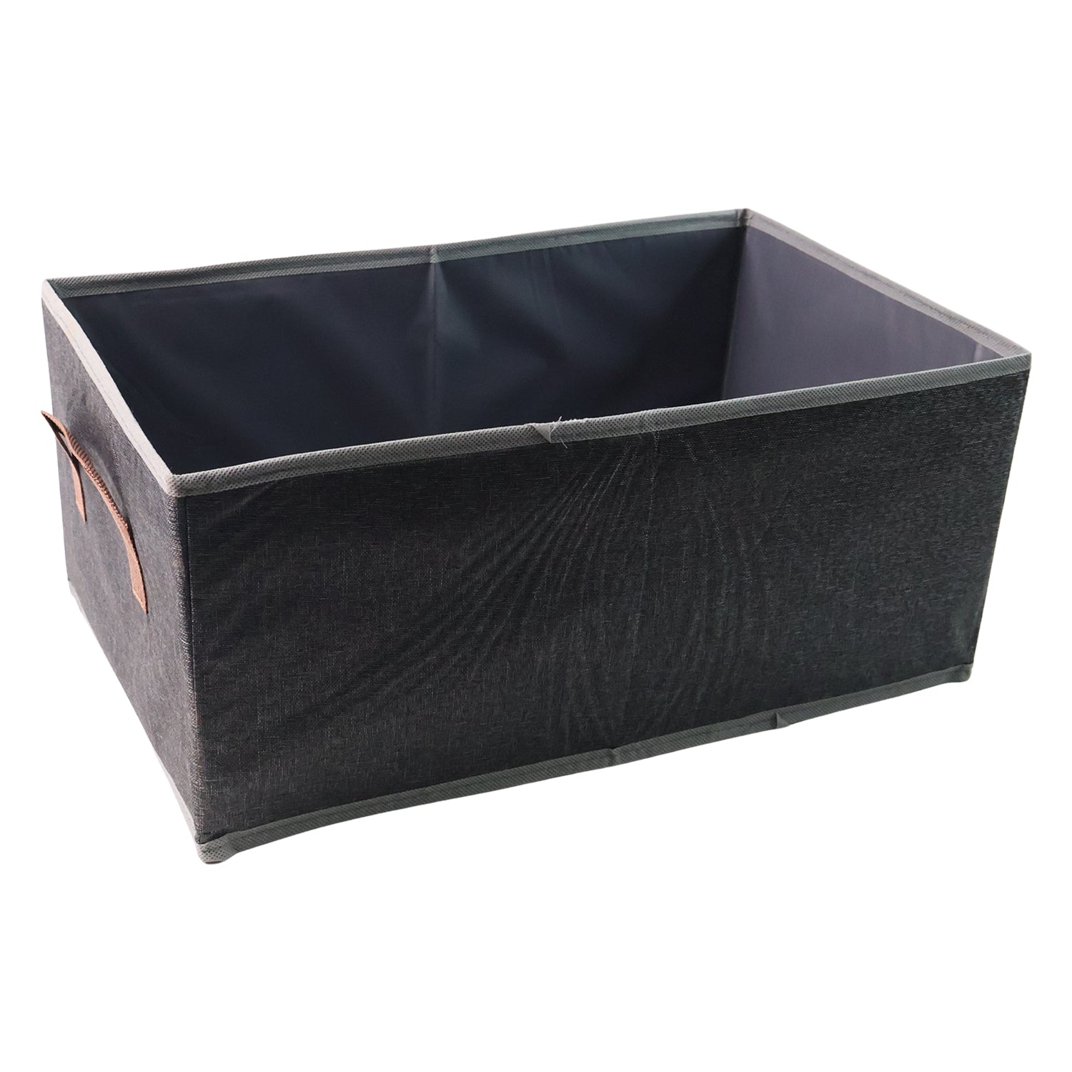 Wukusy foldable rectangular travel storage box with handle, dimensions 46x28 cm, shown with the lid closed and handle visible.
