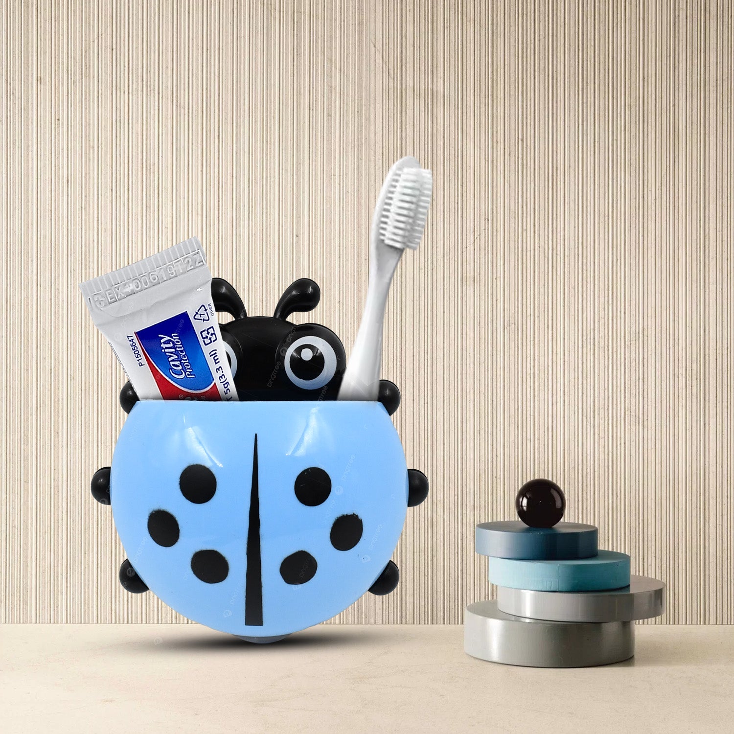 Ladybug-shaped toothbrush holder by Wukusy, designed for storing toothbrushes in a fun, colorful health care accessory.