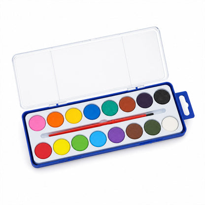 Watercolor Paint With Brush And Protective Plastic Case (16 Colors With Brush)