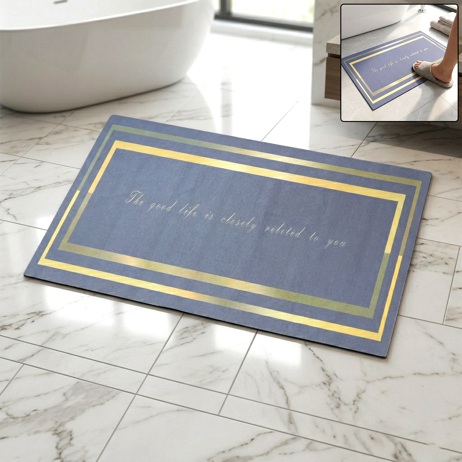Wukusy premium anti-slip bathroom floor mat in white, 79x50 cm, with textured surface for safety and comfort.