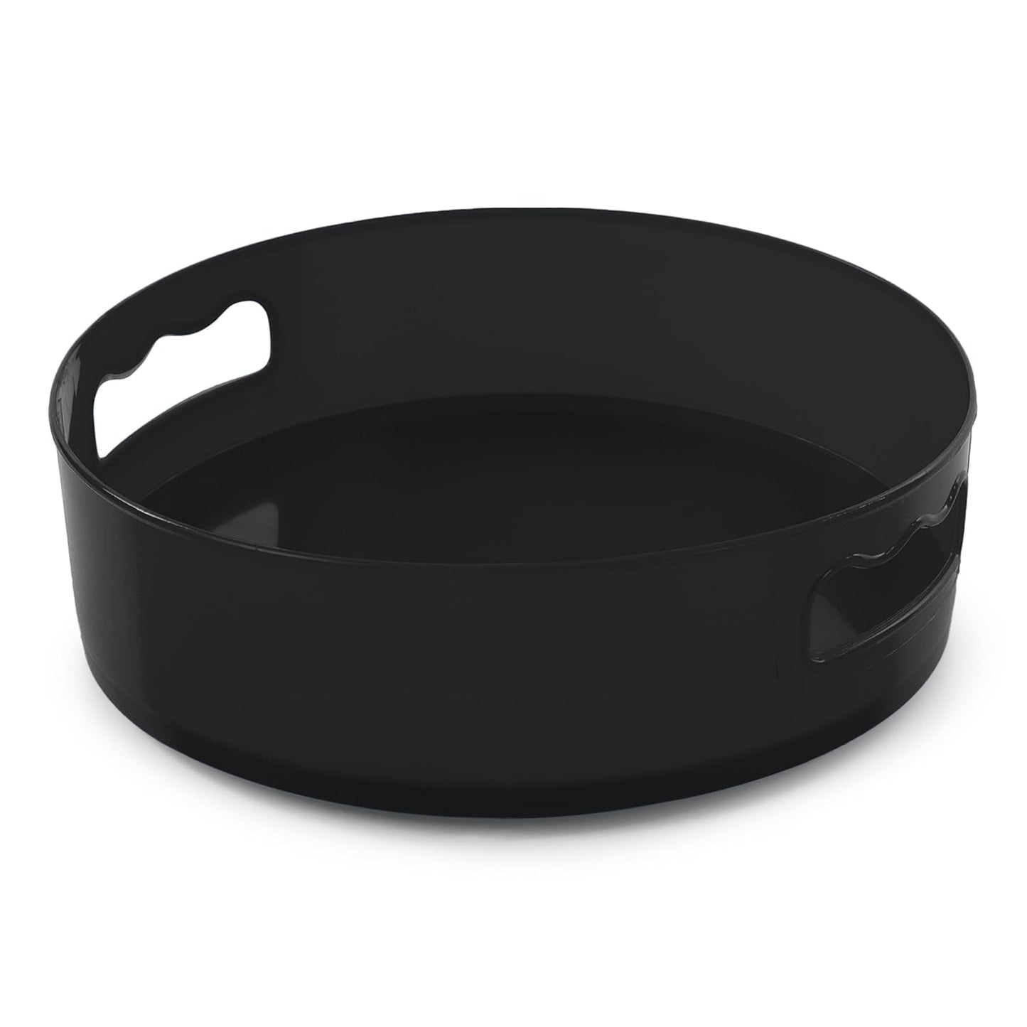 Wukusy rotating round storage tray organizer for kitchen, bathroom, or desk, showing a sleek, multi-purpose circular storage solution.
