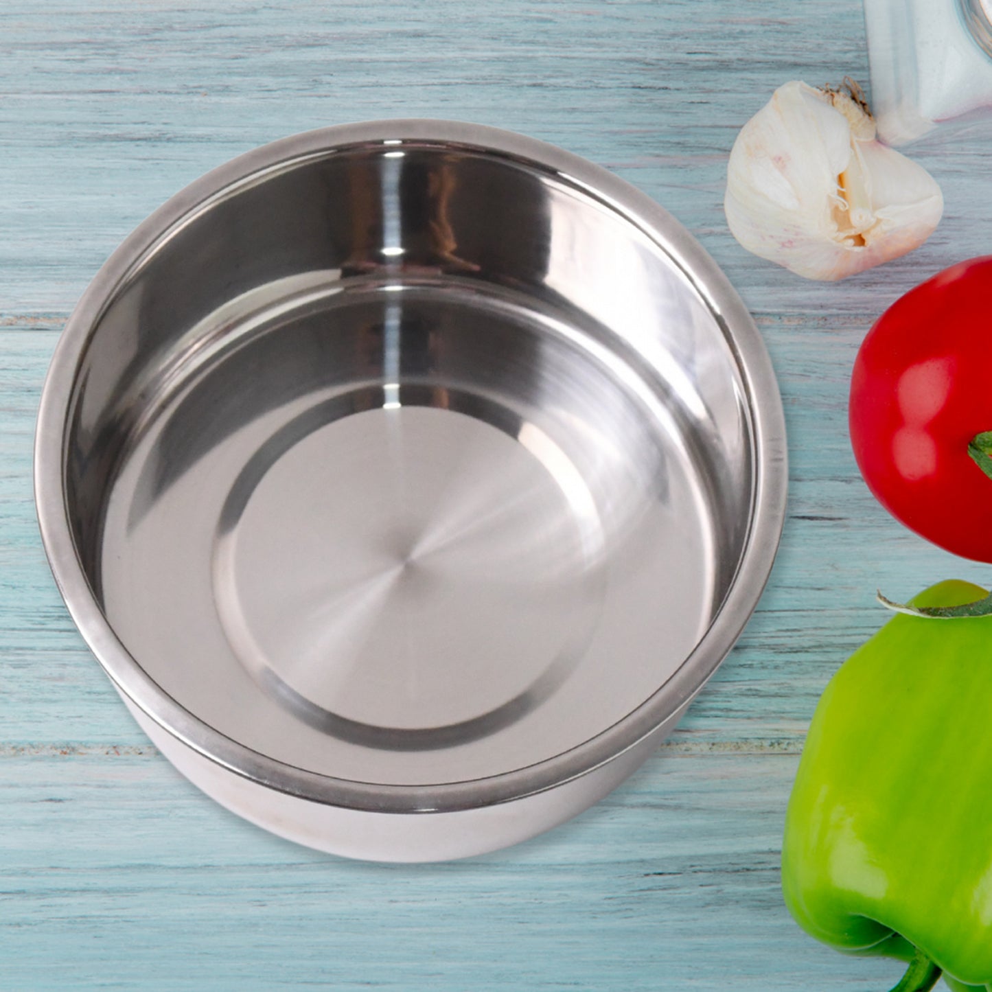 Small stainless steel dish bowl by Wukusy, ideal for side dishes and sauces in a compact tableware set.