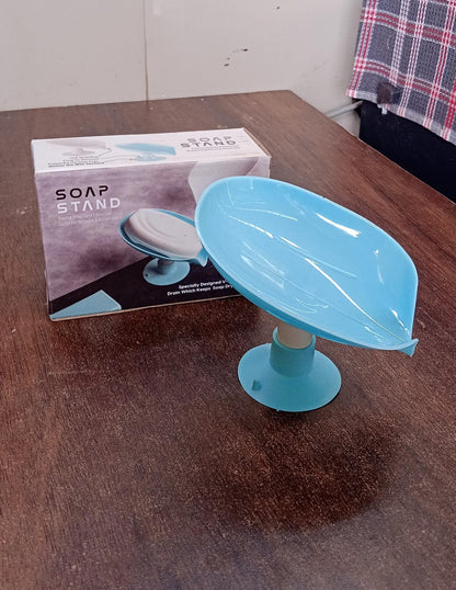 Wukusy soap holder stand with self-draining soap dish, designed for bathroom or kitchen use, featuring a sleek, functional design
