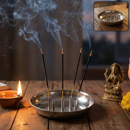 Stainless steel Agarbatti stand by Wukusy, Sia-5 model, with multiple slots for holding incense sticks.