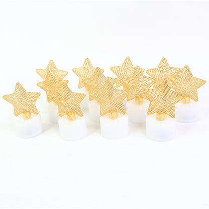 Set of 12 decorative LED star candles by Wukusy, glowing star-shaped home decor LED candles for ambient lighting.