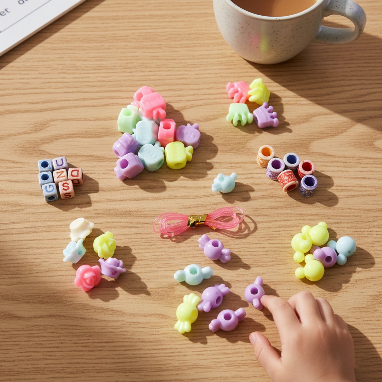Wukusy DIY kids beading jewelry making craft kit with colorful beads and jewelry components for children.