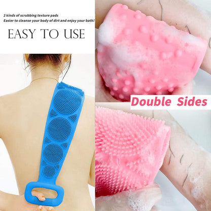 Wukusy 7274 eco-friendly silicone bath body brush and back scrubber towel for shower and body cleaning in bathroom.