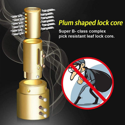 Wukusy alarm disc lock for motorbikes with key, anti-theft brake lock, shown in black with key inserted and locking mechanism