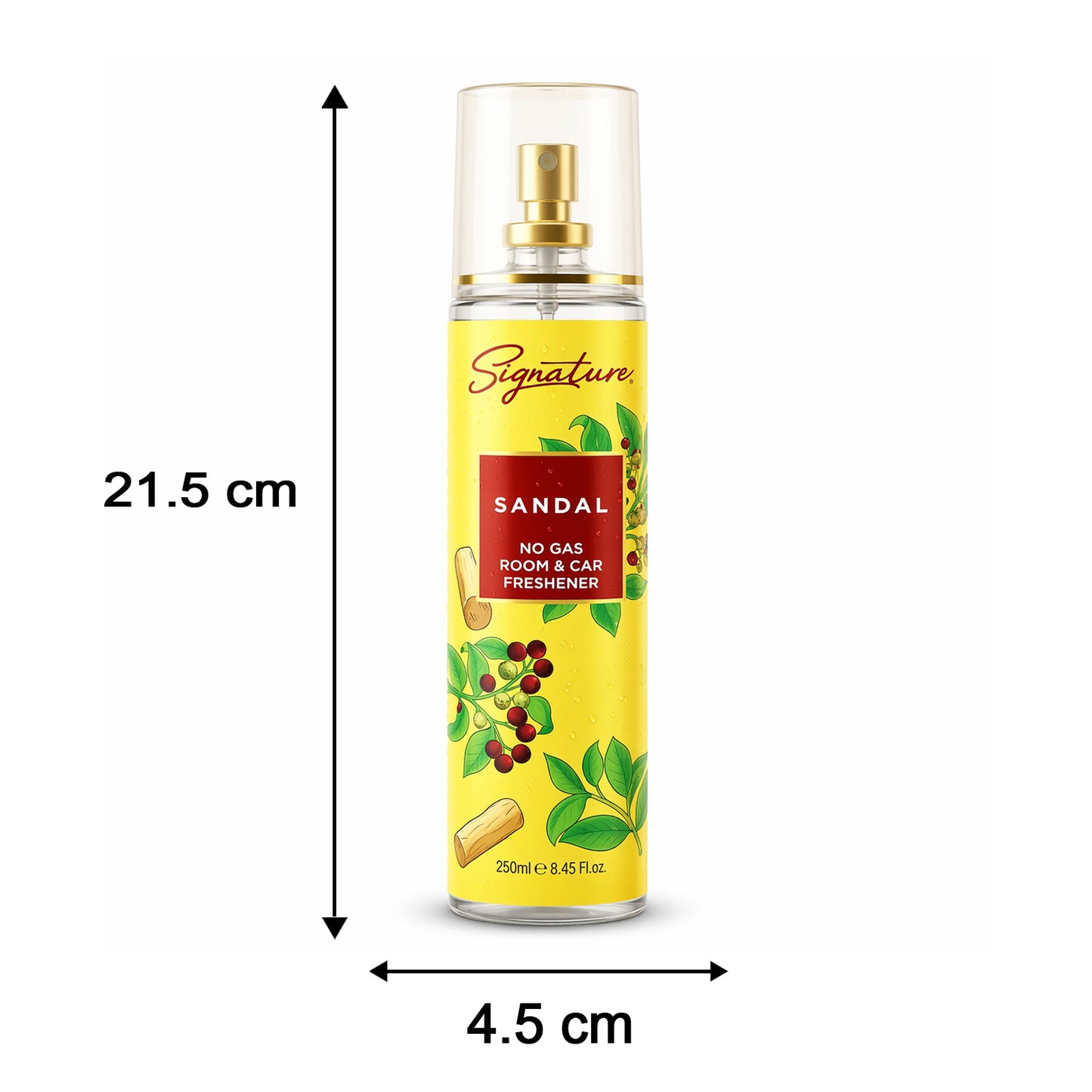 Wukusy Signature Sandal Room Car Freshener Spray 250ml, featuring a sleek bottle with sandalwood scent.