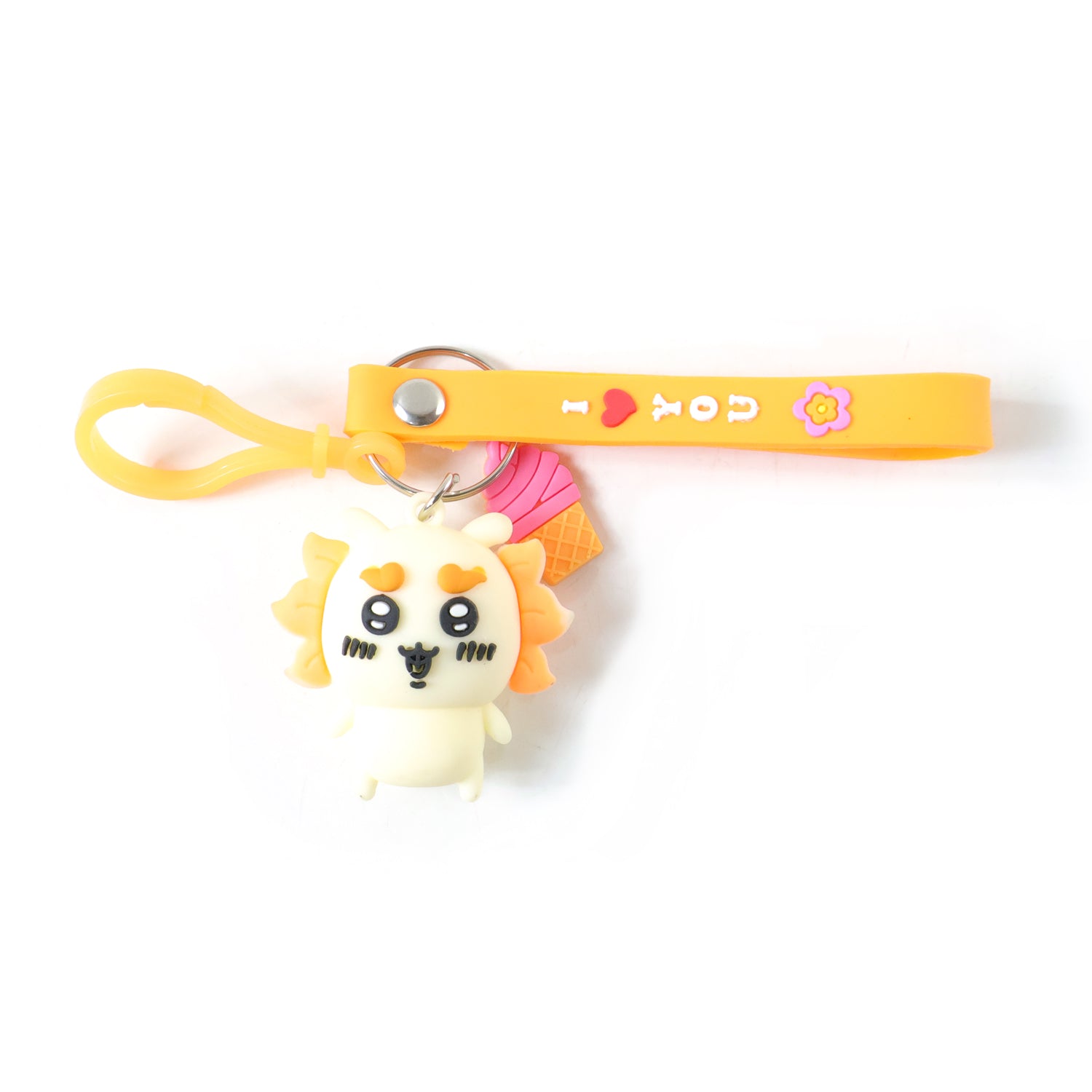 Cute cartoon animal ice cream strap keychain by Wukusy, featuring a colorful animal design on a small, portable keychain charm.