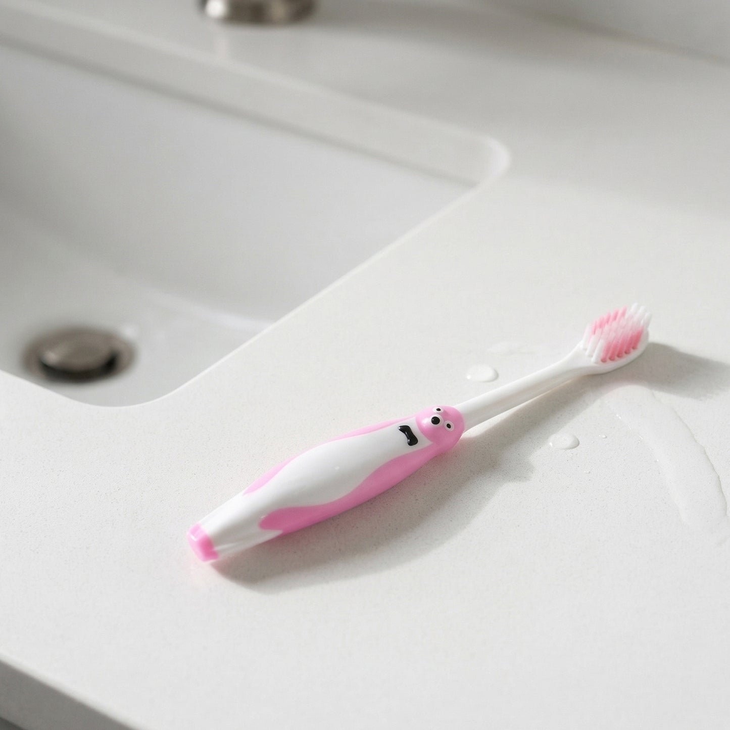 Kids cartoon toothbrush set with airplane toy, featuring colorful handles and playful design, by Wukusy for children.