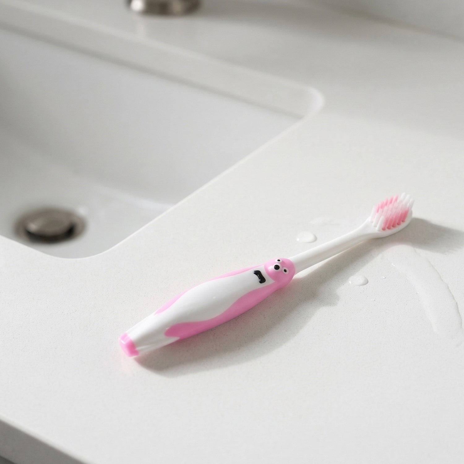 Kids cartoon toothbrush set with airplane toy, featuring colorful handles and playful design, by Wukusy for children.