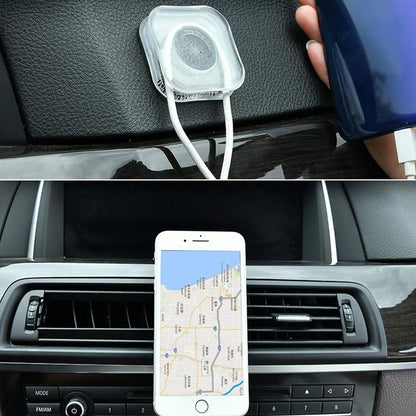 Wukusy multi-purpose square super gel pad for holding mobile phones and spiral cable protection, shown in use.