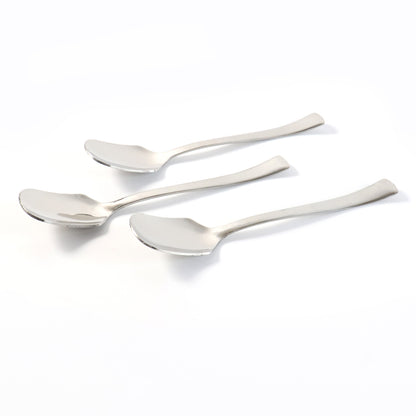 Set of three Wukusy stainless steel ice-cream spoons with ergonomic handles for easy scooping and serving in home kitchen.