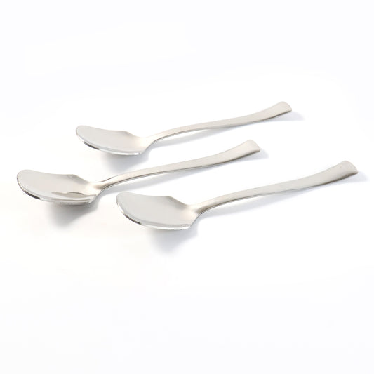 Set of three Wukusy stainless steel ice-cream spoons with ergonomic handles for easy scooping and serving in home kitchen.