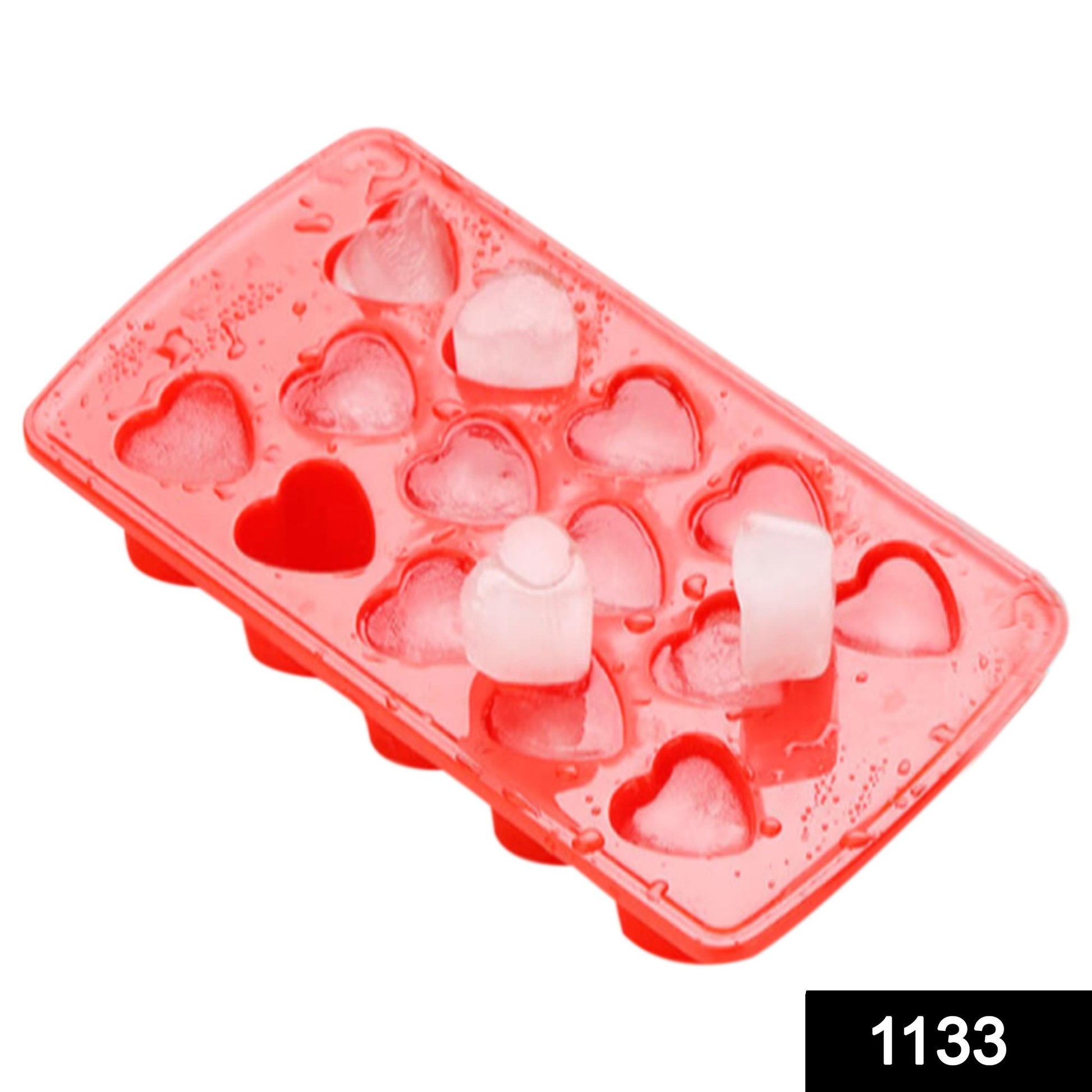Wukusy heart-shaped ice cube tray with multiple compartments for creating decorative ice cubes.
